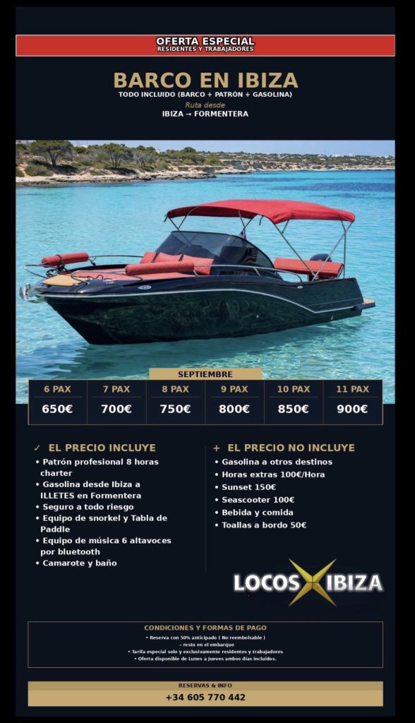 OFERTA BARCO EN IBIZA PARA RESIDENTES Y TRABAJADORES